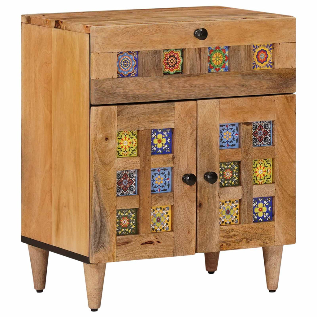 Nachttisch Natur 50 x 33 x 60 cm Massivholz Mango