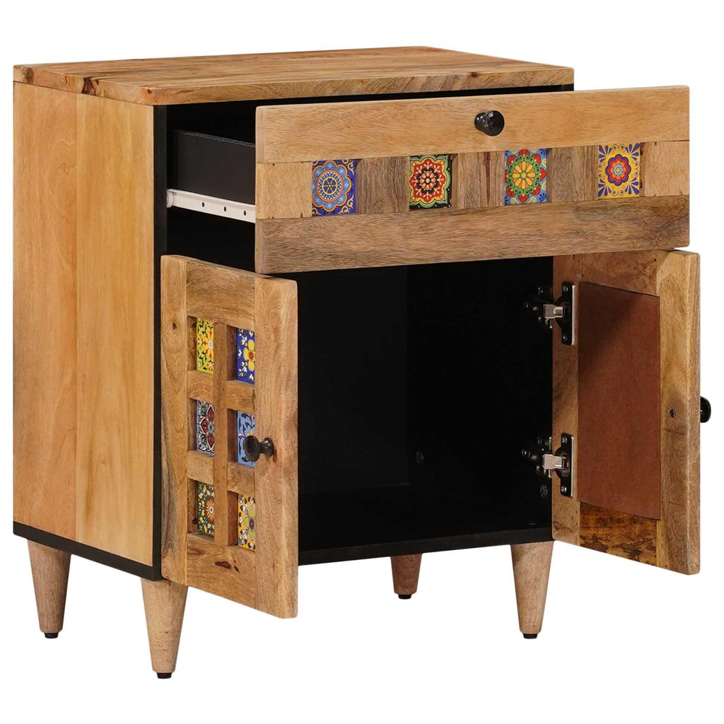 Nachttisch Natur 50 x 33 x 60 cm Massivholz Mango
