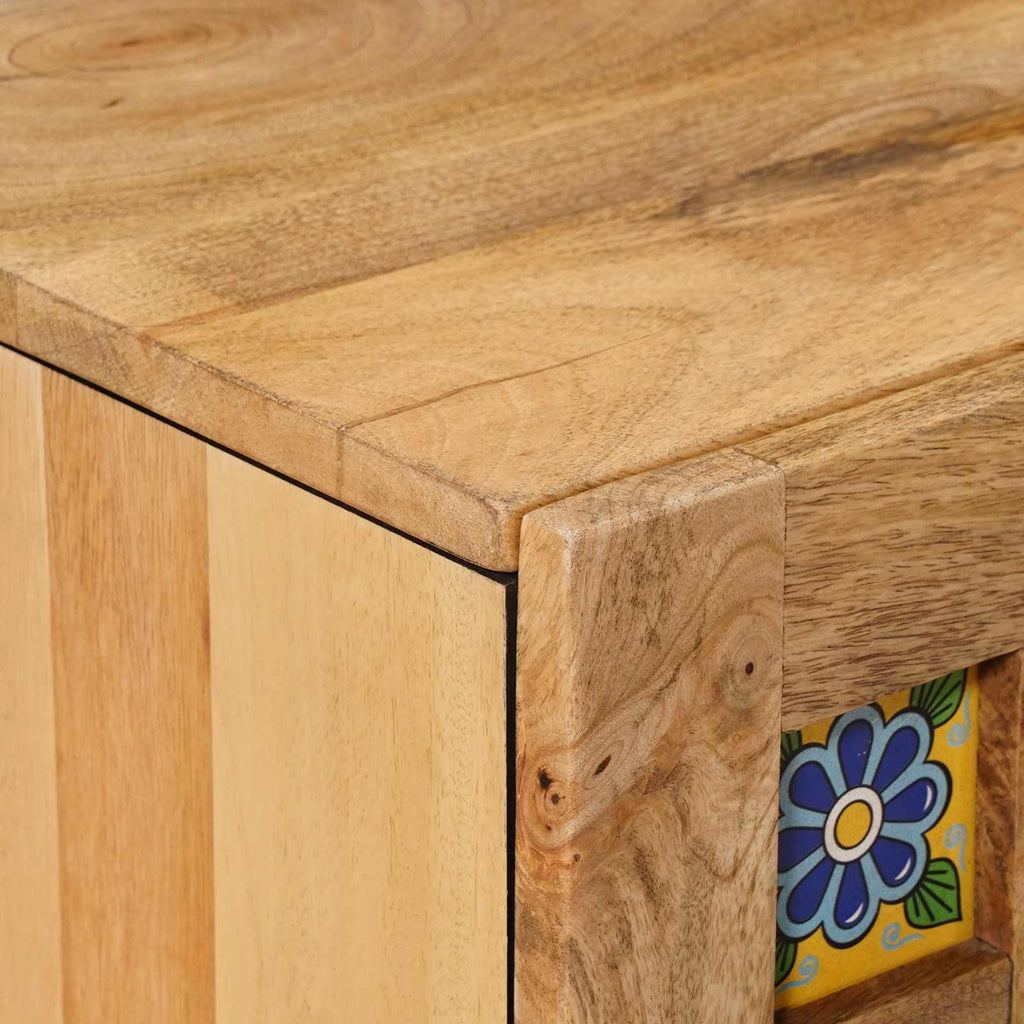 TV-Schränk mit Tür Natur 105 x 33,5 x 46 cm Massivholz Mango
