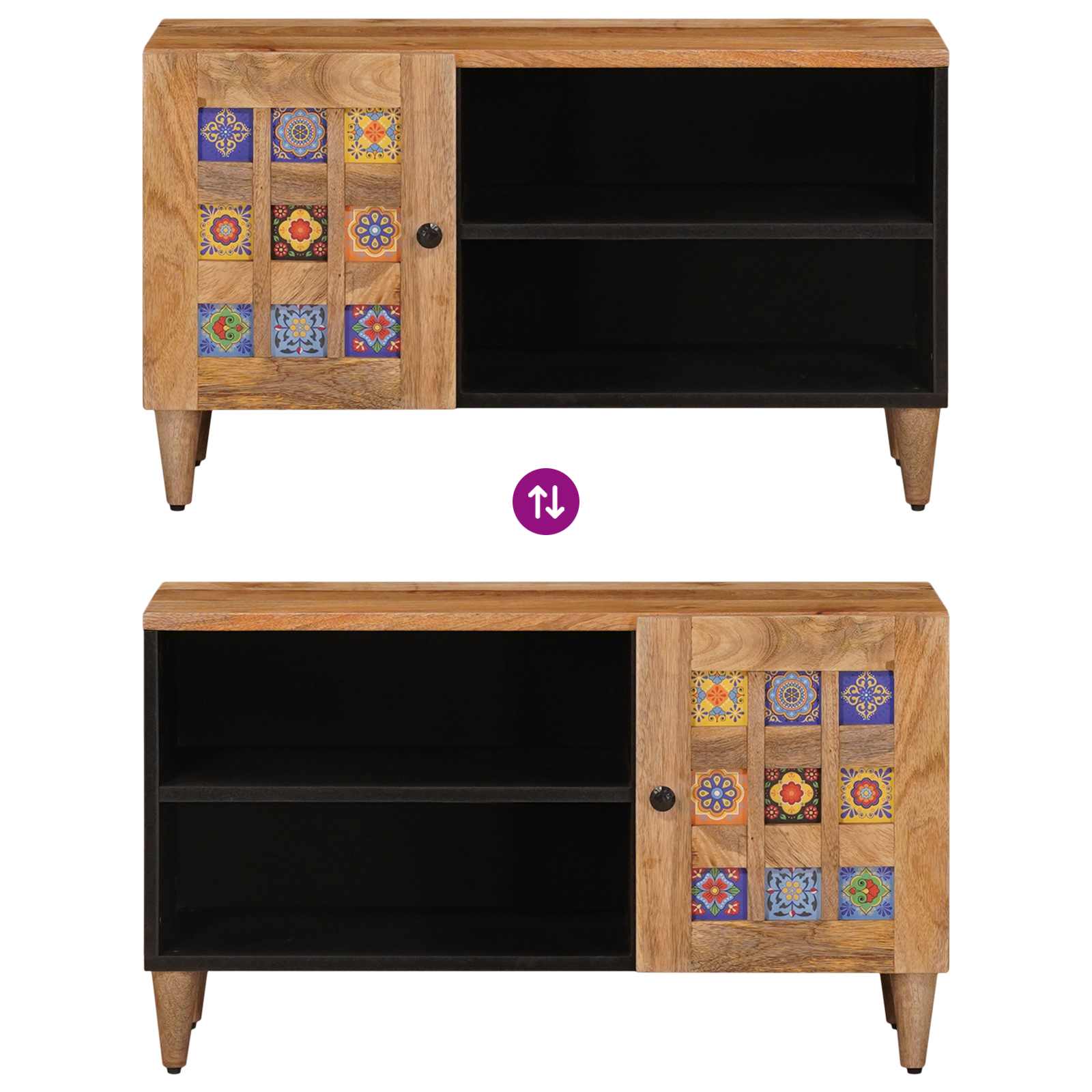 TV-Schränk mit Speicher Natur 80 x 33 x 46 cm Massivholz Mango