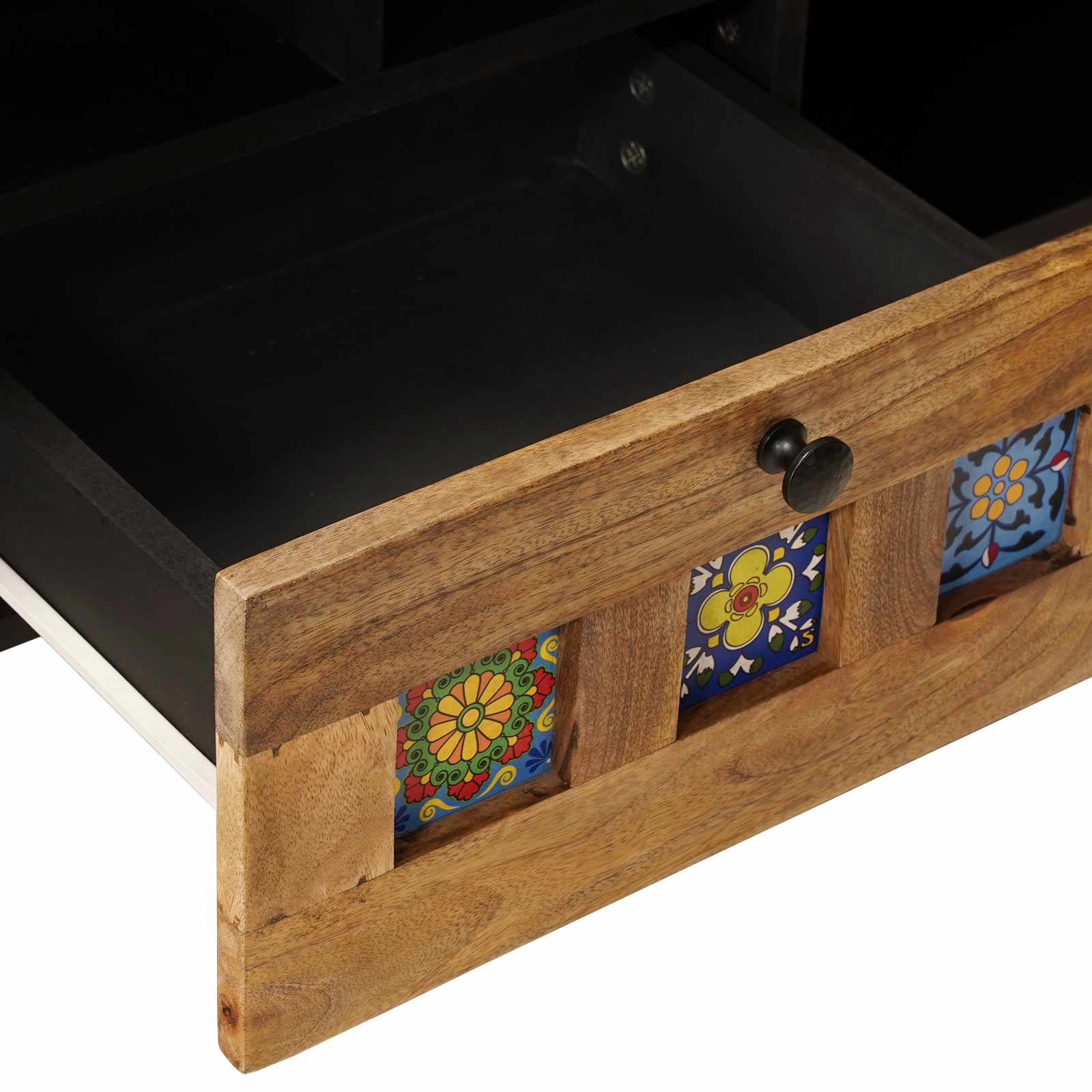 TV-Schränk mit Regal Natur 100 x 33 x 46 cm Massivholz Mango