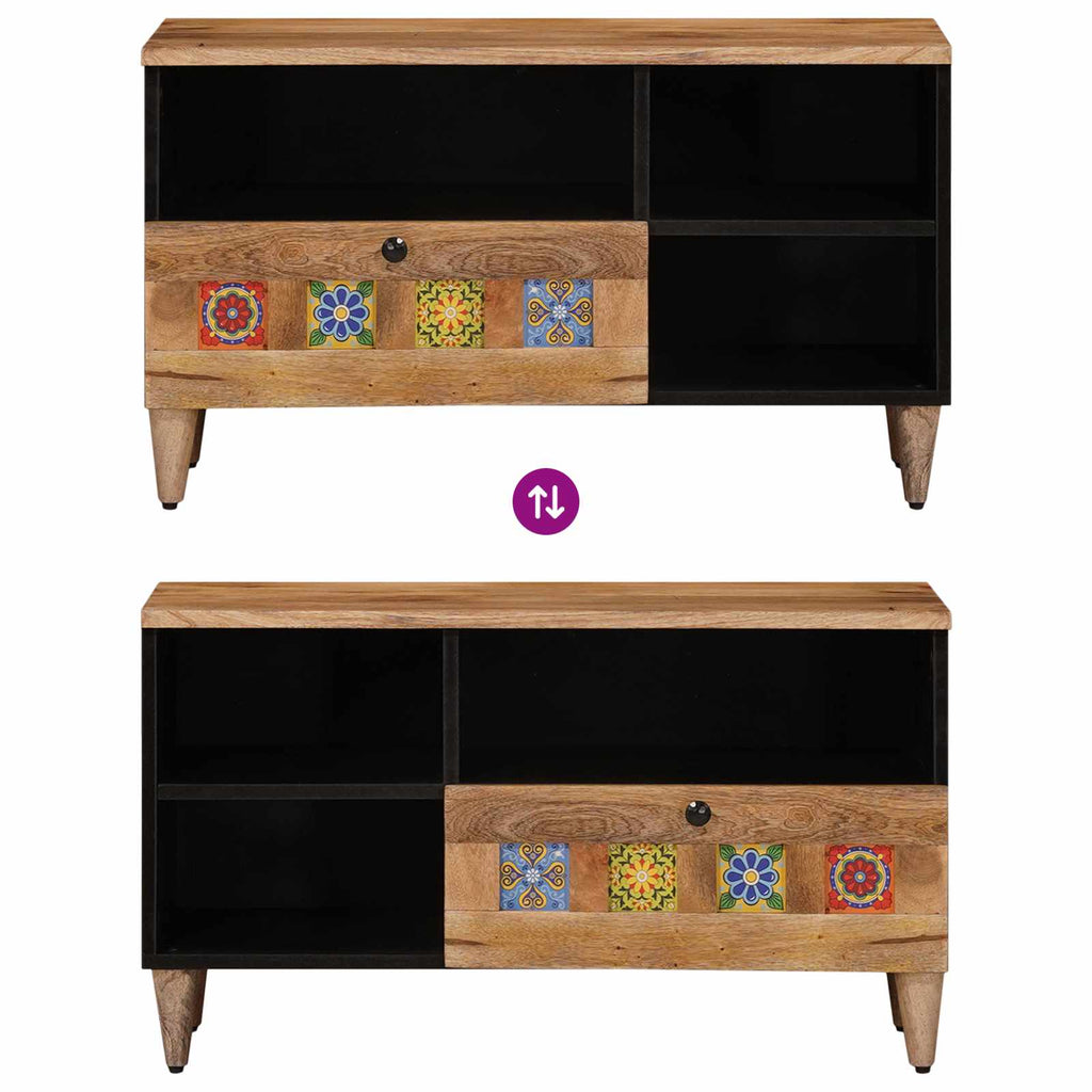 TV-Schränk mit Regal Natur 80 x 33 x 46 cm Massivholz Mango