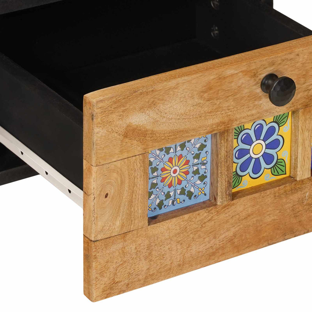 TV-Schränk mit Regal Natur 100 x 33 x 46 cm Massivholz Mango