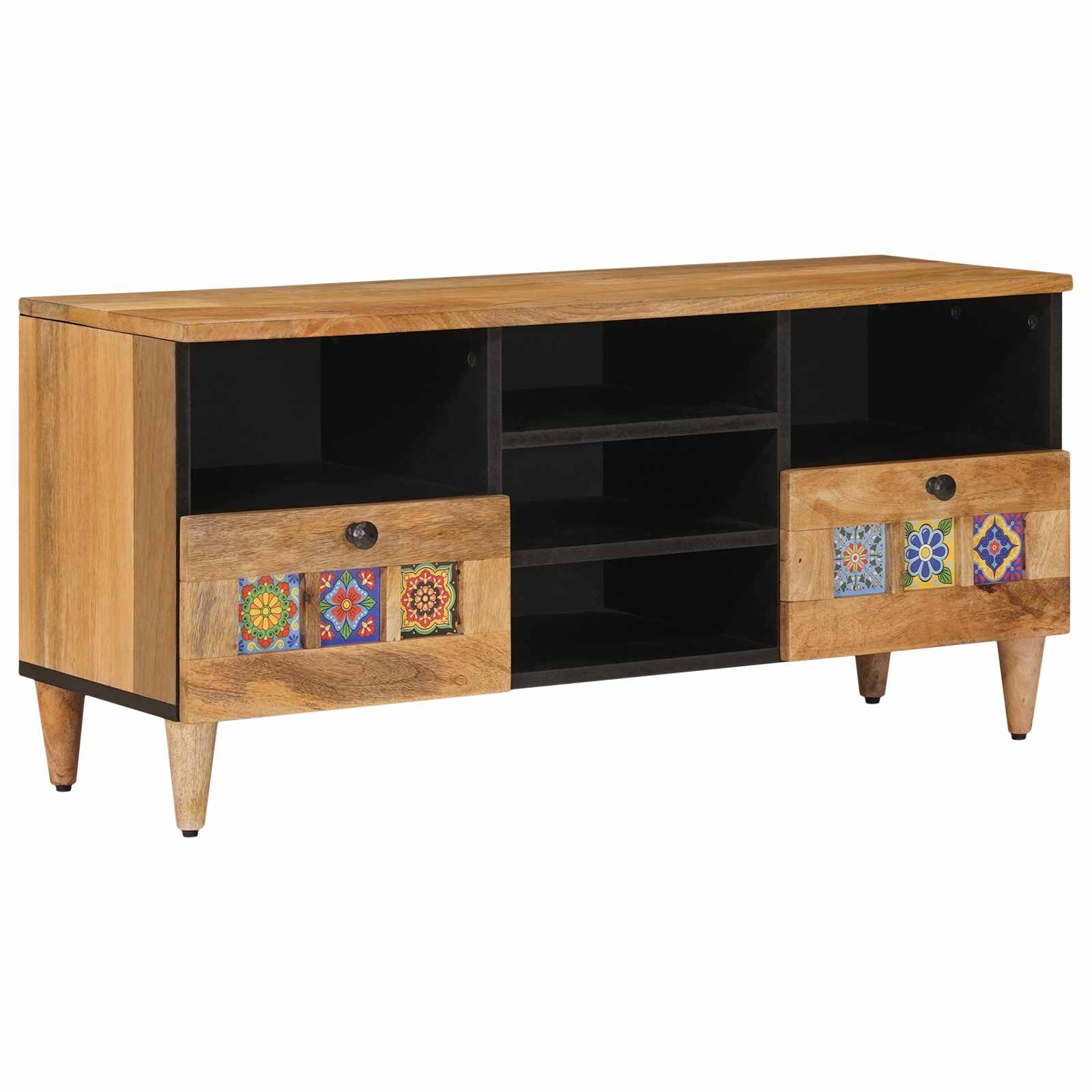 TV-Schränk mit Regal Natur 100 x 33 x 46 cm Massivholz Mango