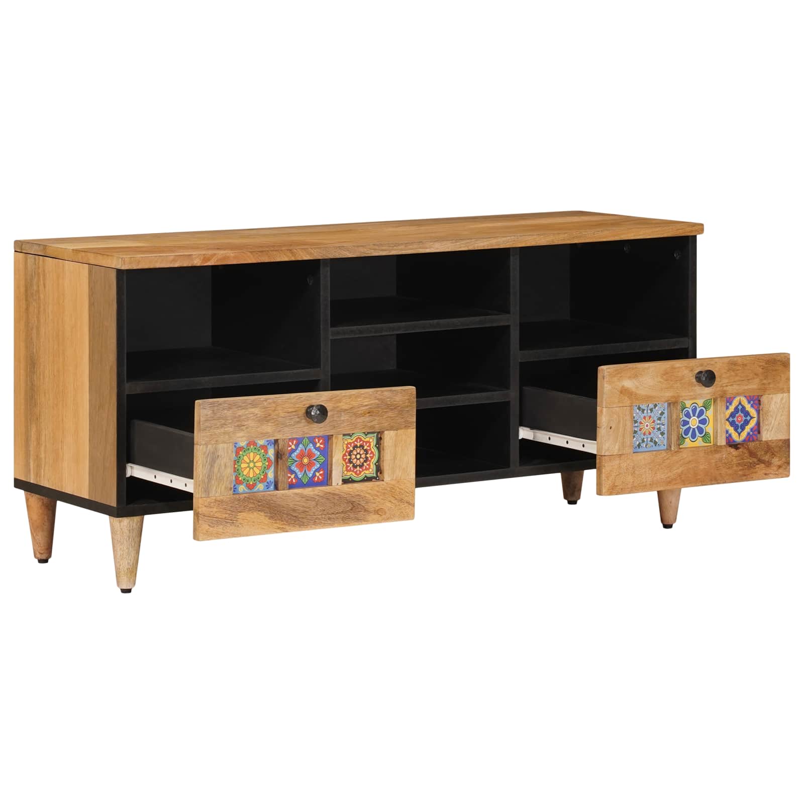 TV-Schränk mit Regal Natur 100 x 33 x 46 cm Massivholz Mango