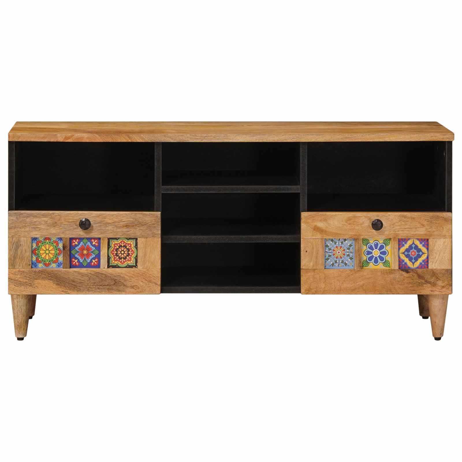 TV-Schränk mit Regal Natur 100 x 33 x 46 cm Massivholz Mango