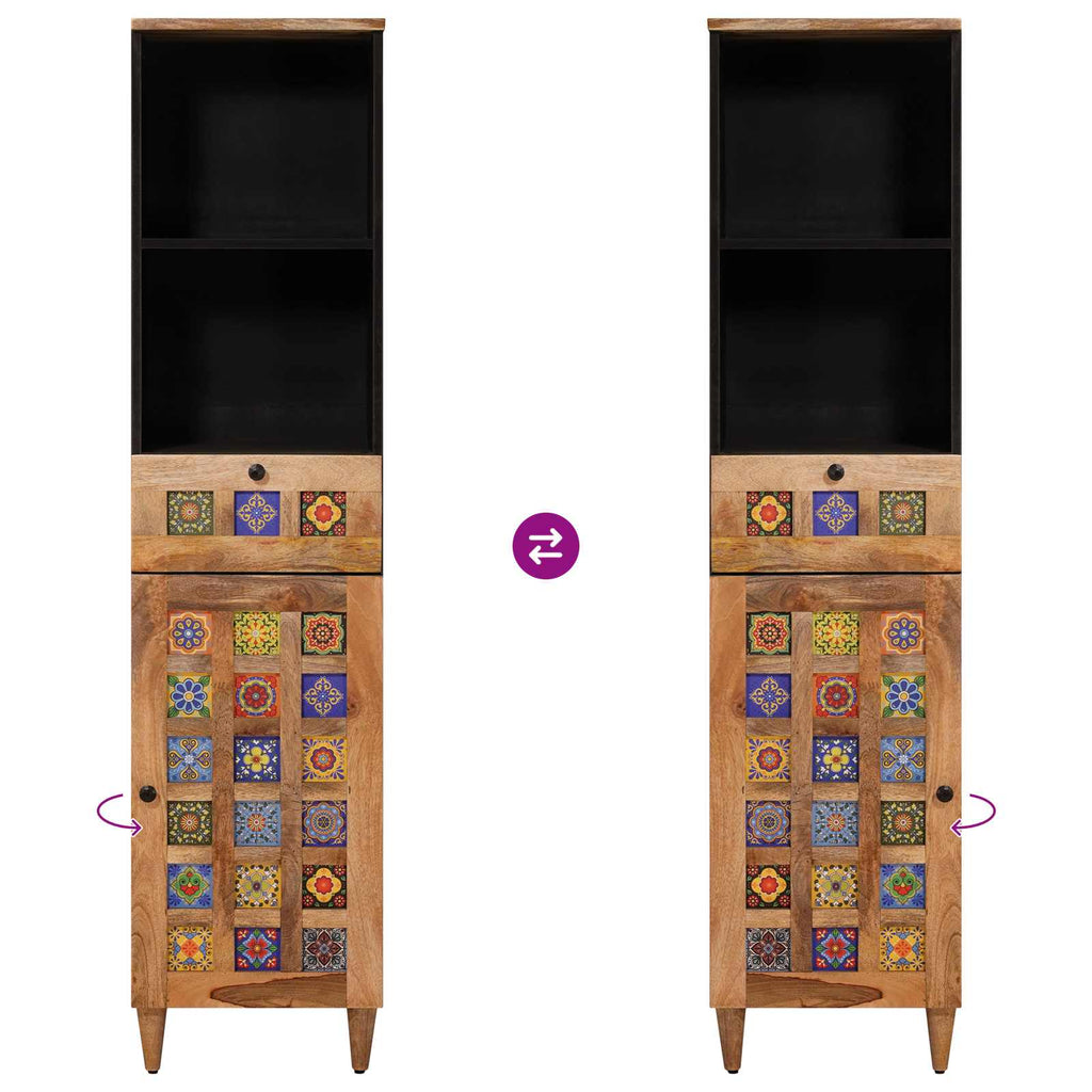 Badezimmerschrank Natur 38 x 33 x 160 cm Massivholz Mango