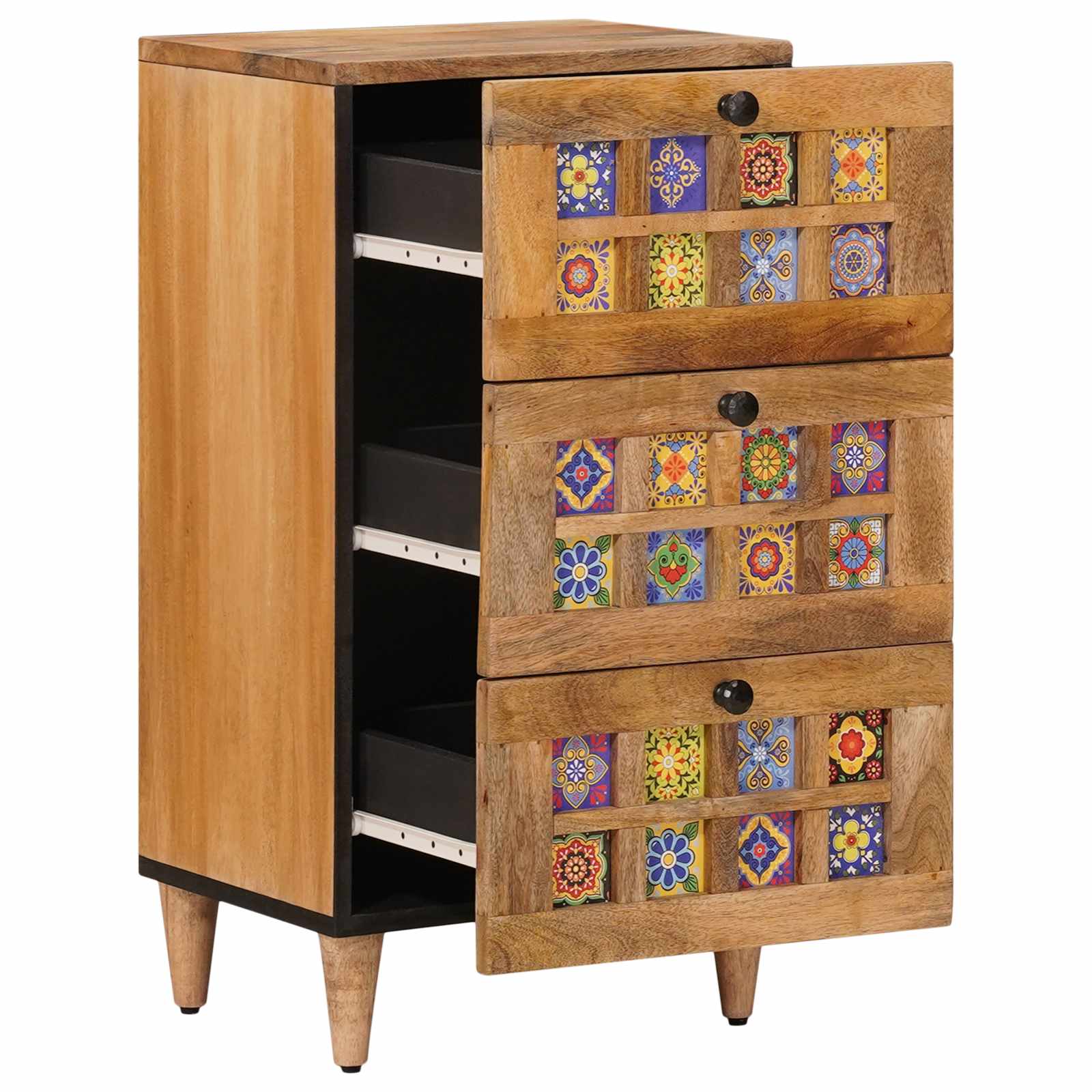 Sideboard mit Schubladen Natur 40 x 33 x 75 cm Massivholz Mango