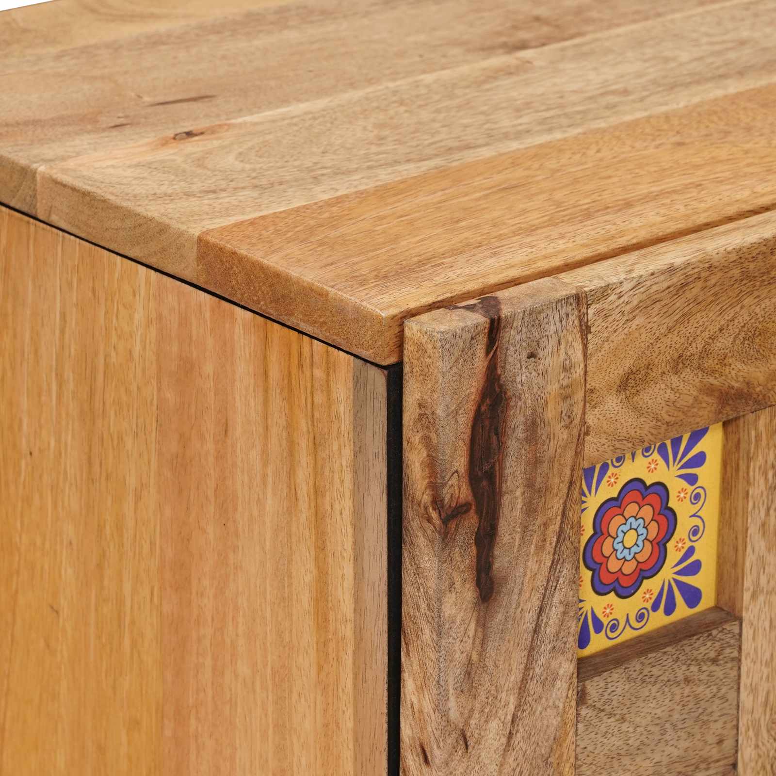 Sideboard mit Speicher Natur 40 x 33 x 75 cm Massivholz Mango
