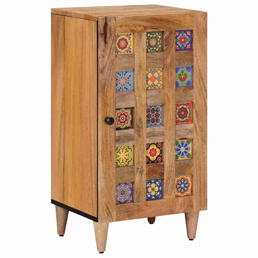 Sideboard mit Speicher Natur 40 x 33 x 75 cm Massivholz Mango