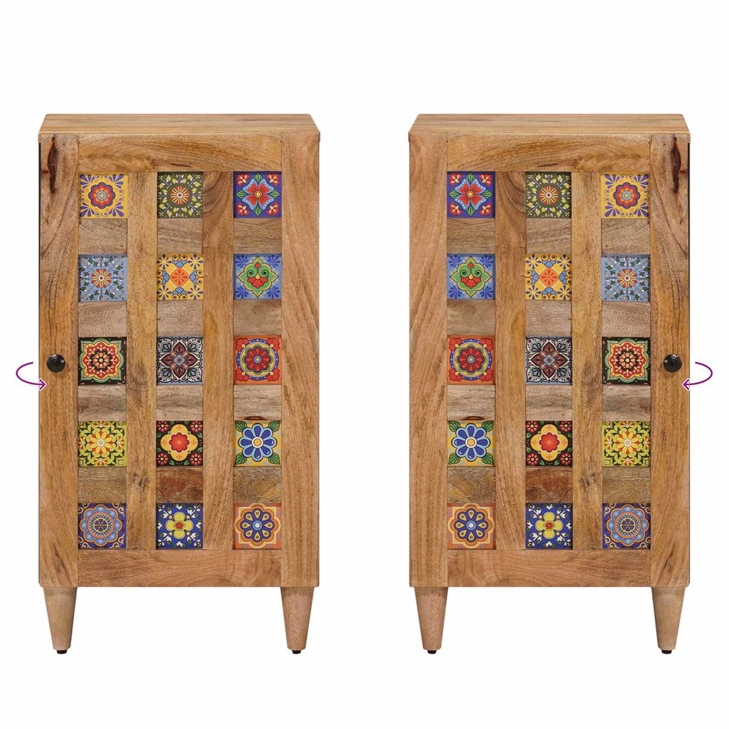 Sideboard mit Speicher Natur 40 x 33 x 75 cm Massivholz Mango