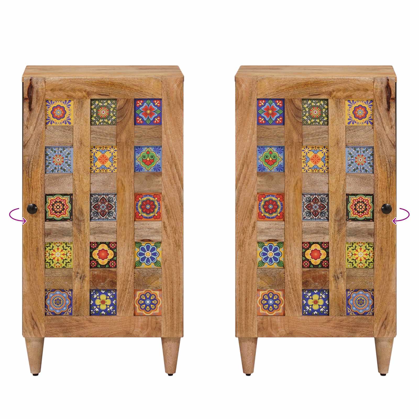 Sideboard mit Speicher Natur 40 x 33 x 75 cm Massivholz Mango