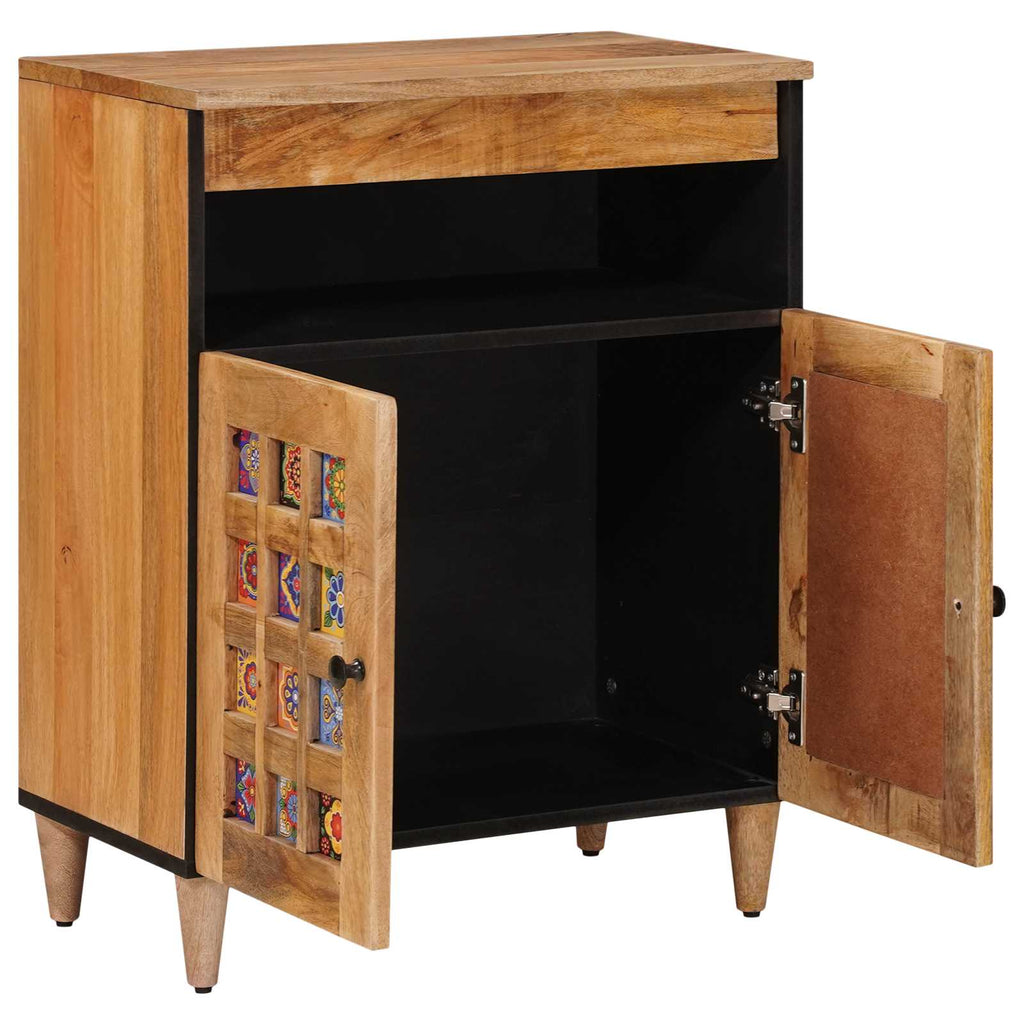 Sideboard mit Speicher Natur 60 x 33,5 x 75 cm Massivholz Mango