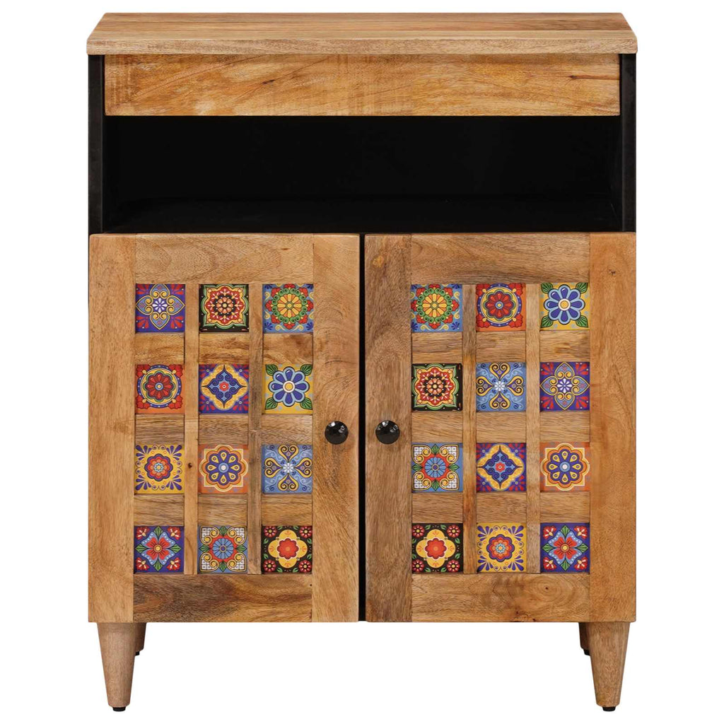 Sideboard mit Speicher Natur 60 x 33,5 x 75 cm Massivholz Mango
