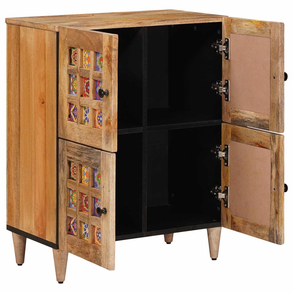 Sideboard mit Speicher Natur 60 x 33 x 75 cm Massivholz Mango