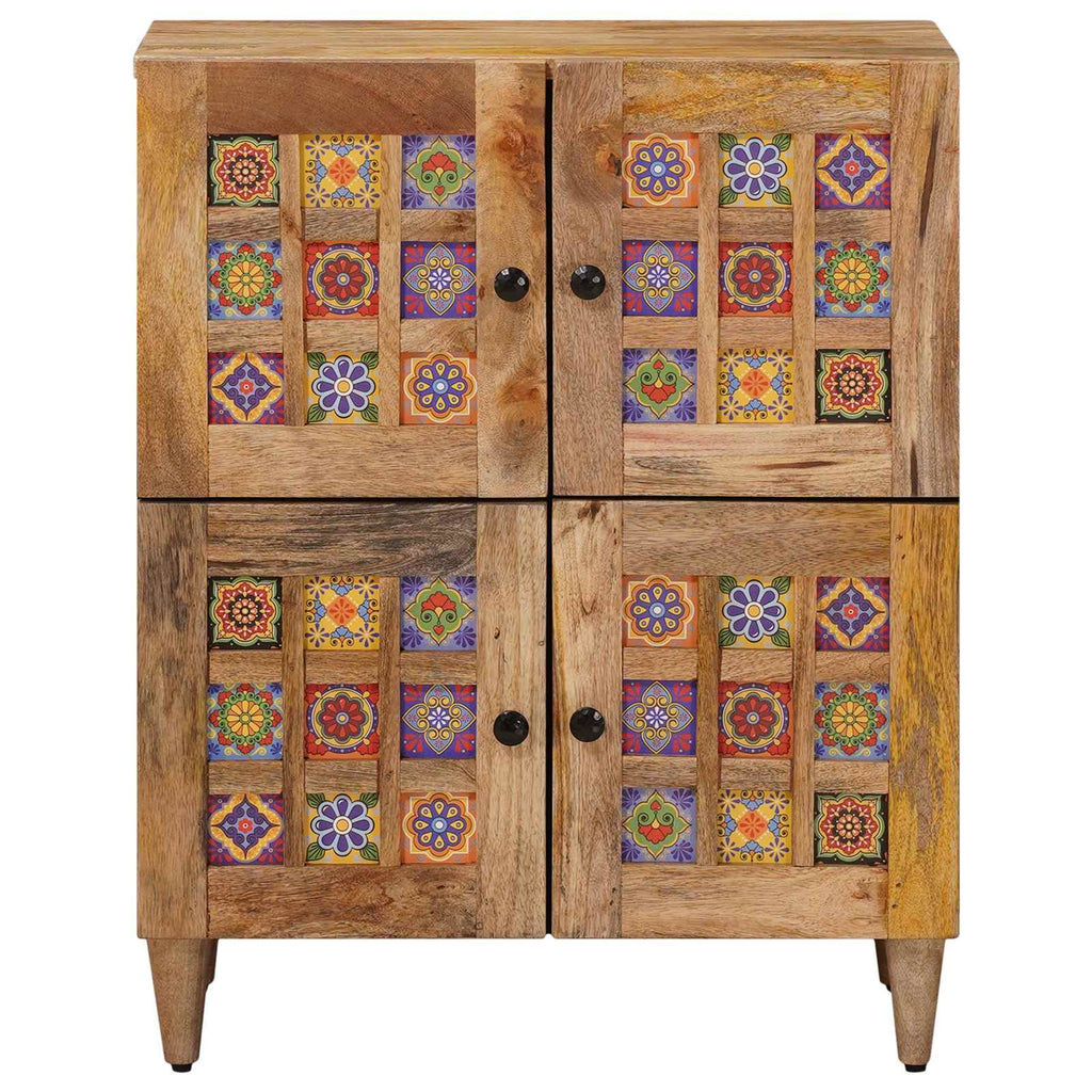 Sideboard mit Speicher Natur 60 x 33 x 75 cm Massivholz Mango