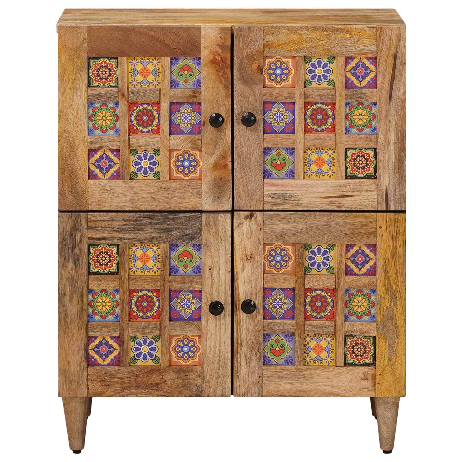 Sideboard mit Speicher Natur 60 x 33 x 75 cm Massivholz Mango