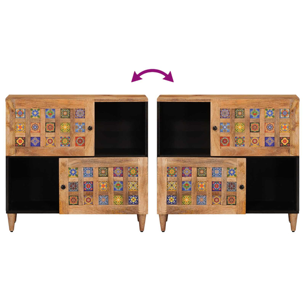 Sideboard mit Speicher Natur 80 x 33 x 75 cm Massivholz Mango