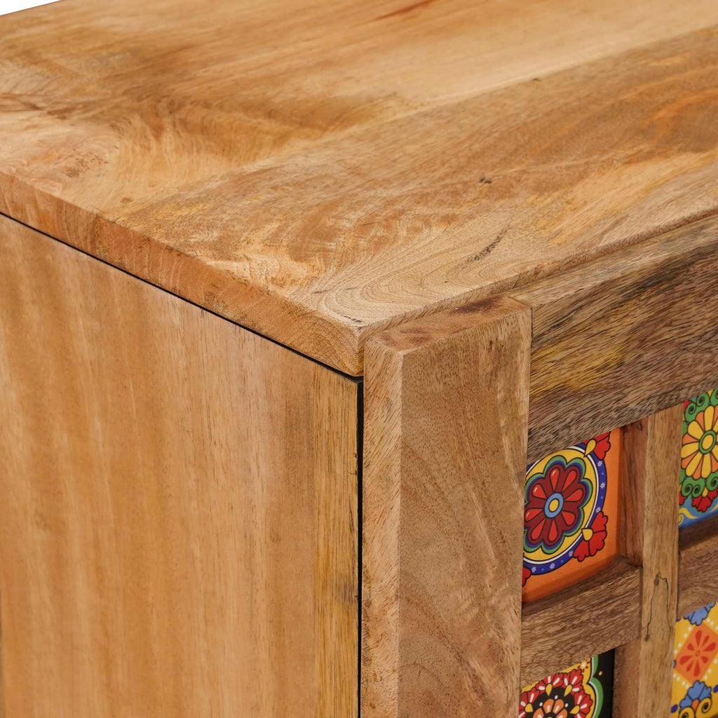 Sideboard mit Regal Natur 90 x 33 x 75 cm Massivholz Mango