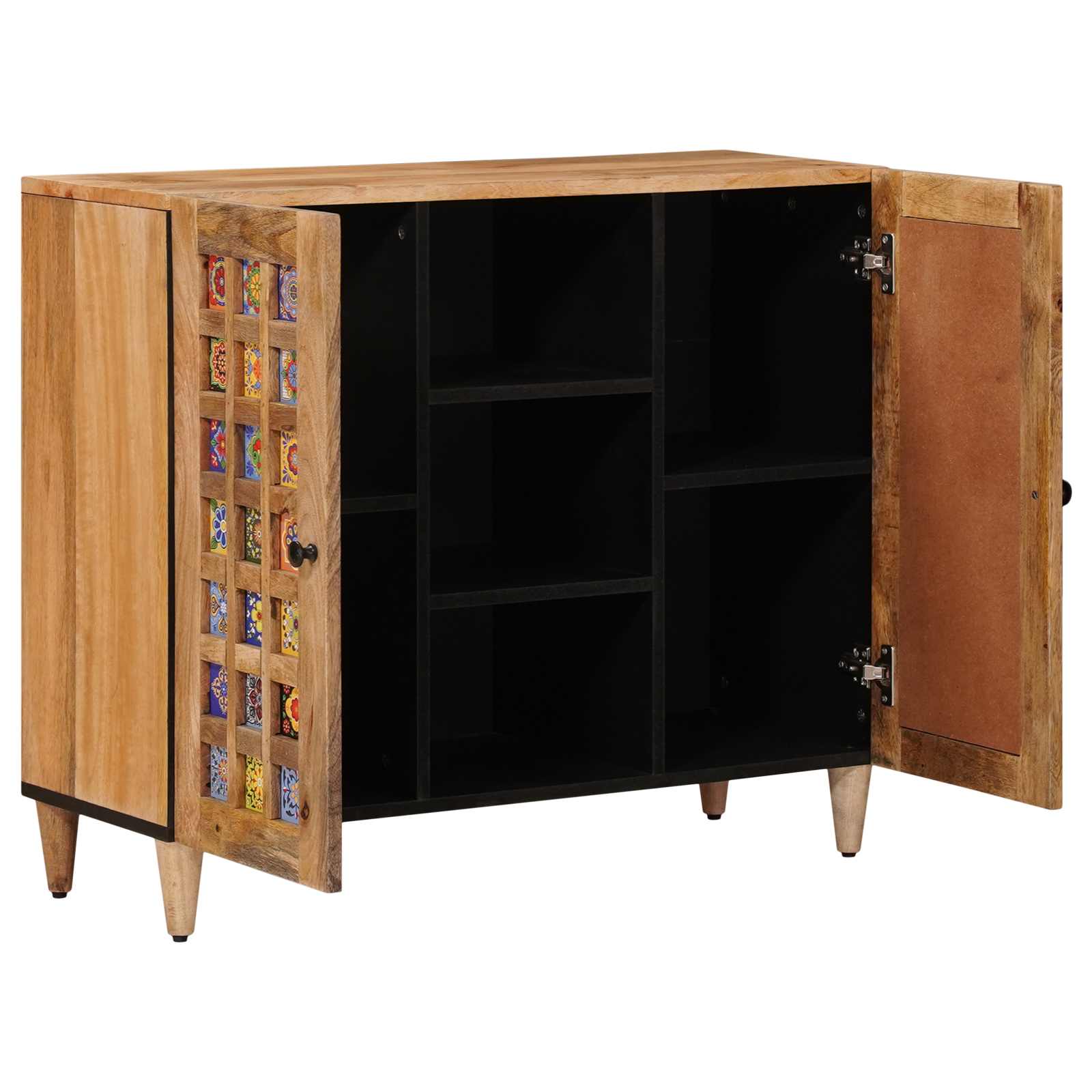 Sideboard mit Regal Natur 90 x 33 x 75 cm Massivholz Mango