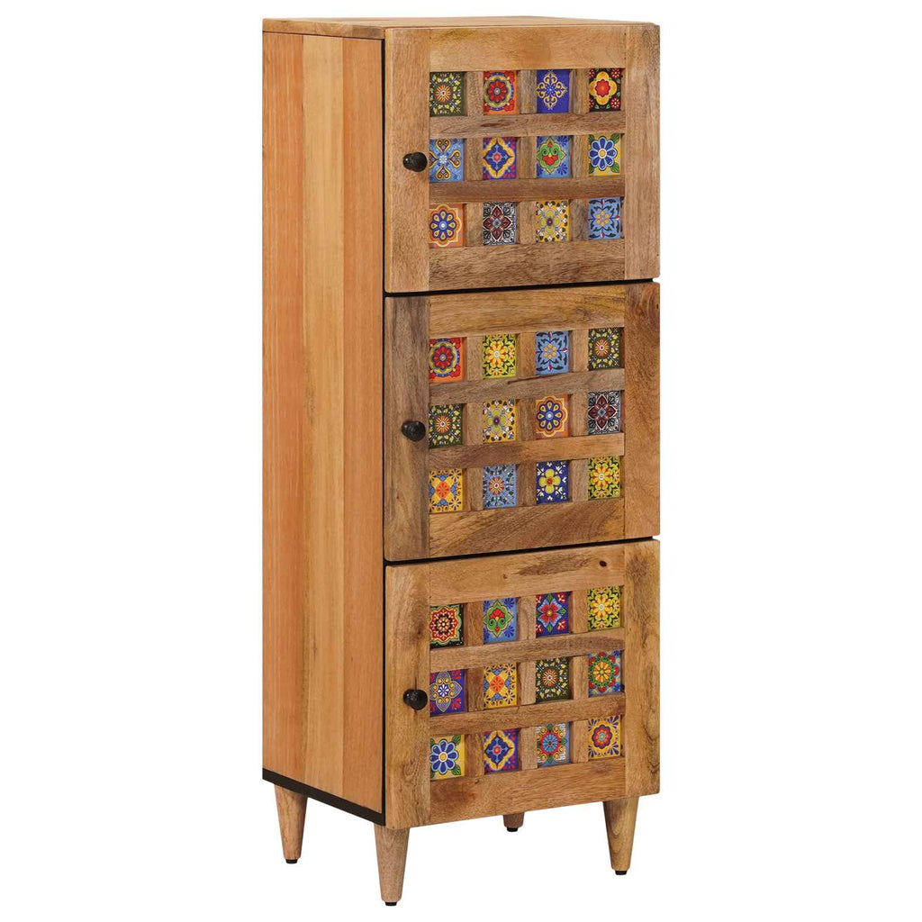 Highboard mit Speicher Natur 40 x 33 x 110 cm Massivholz Mango