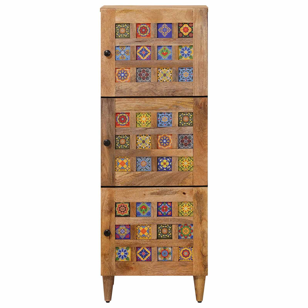 Highboard mit Speicher Natur 40 x 33 x 110 cm Massivholz Mango