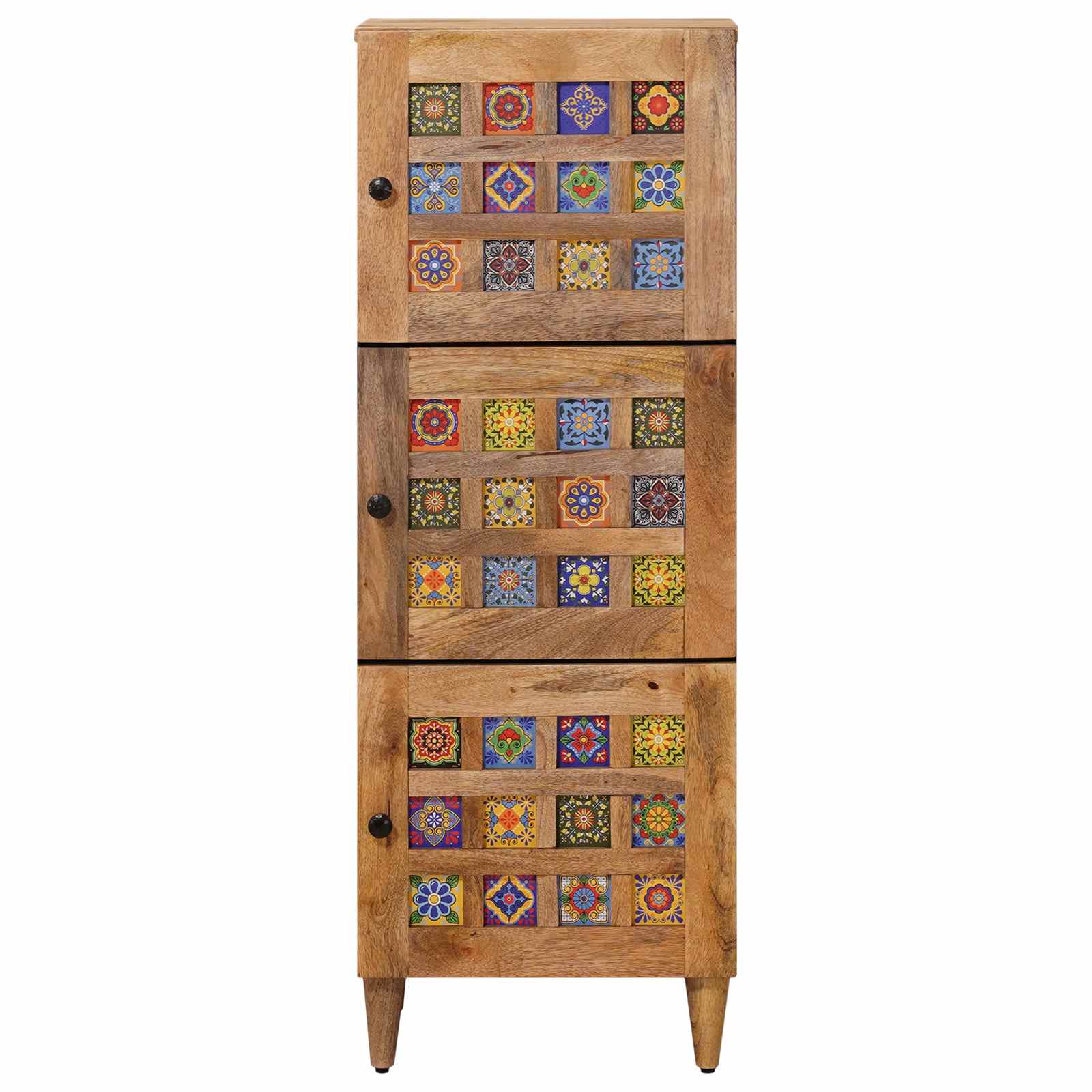 Highboard mit Speicher Natur 40 x 33 x 110 cm Massivholz Mango
