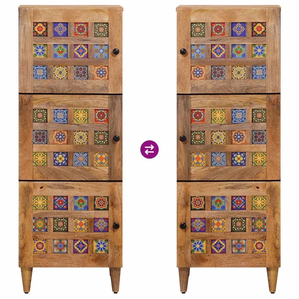 Highboard mit Speicher Natur 40 x 33 x 110 cm Massivholz Mango