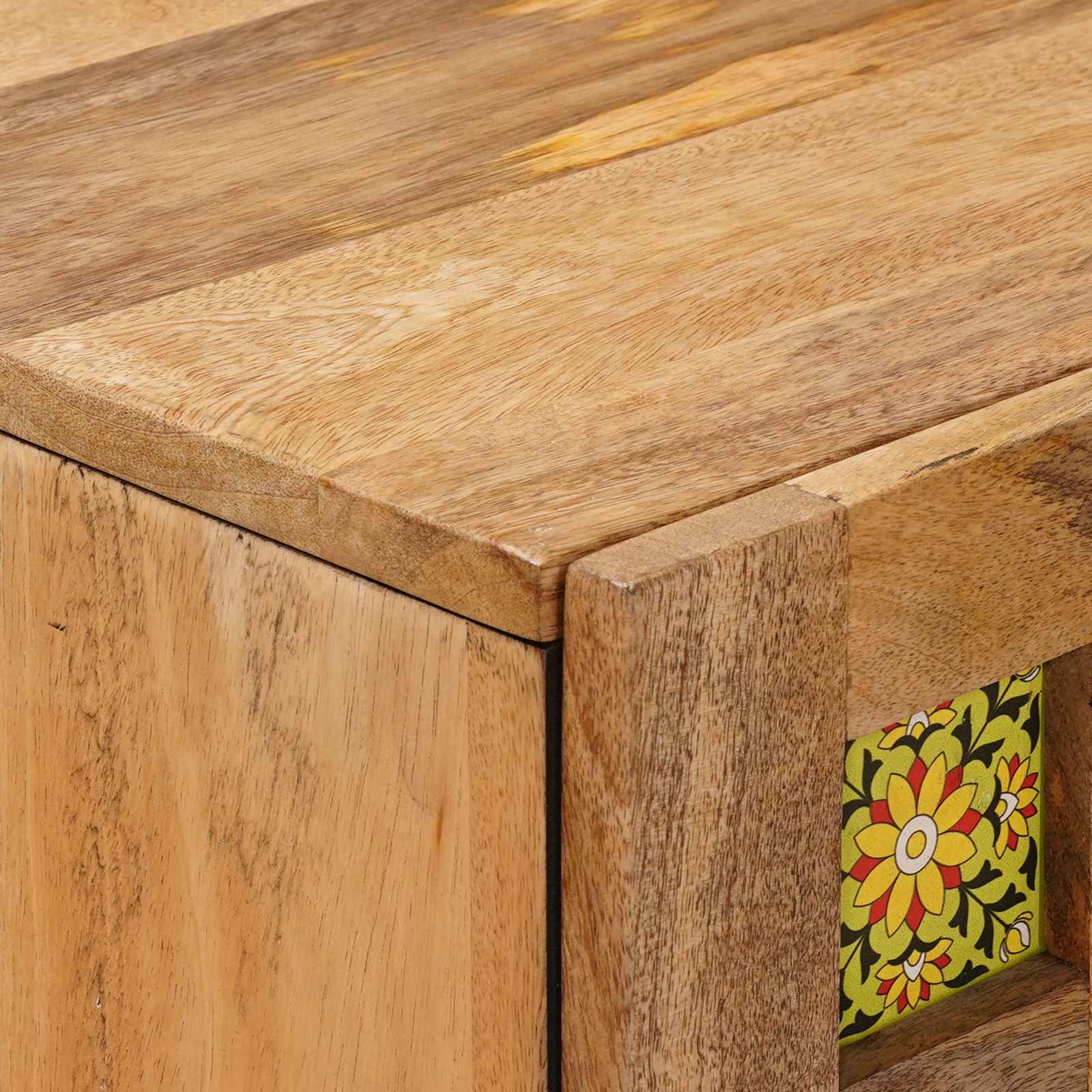Highboard mit Tür Natur 60 x 33,5 x 100 cm Massivholz Mango