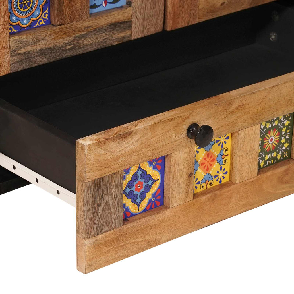 Highboard mit Tür Natur 60 x 33,5 x 100 cm Massivholz Mango