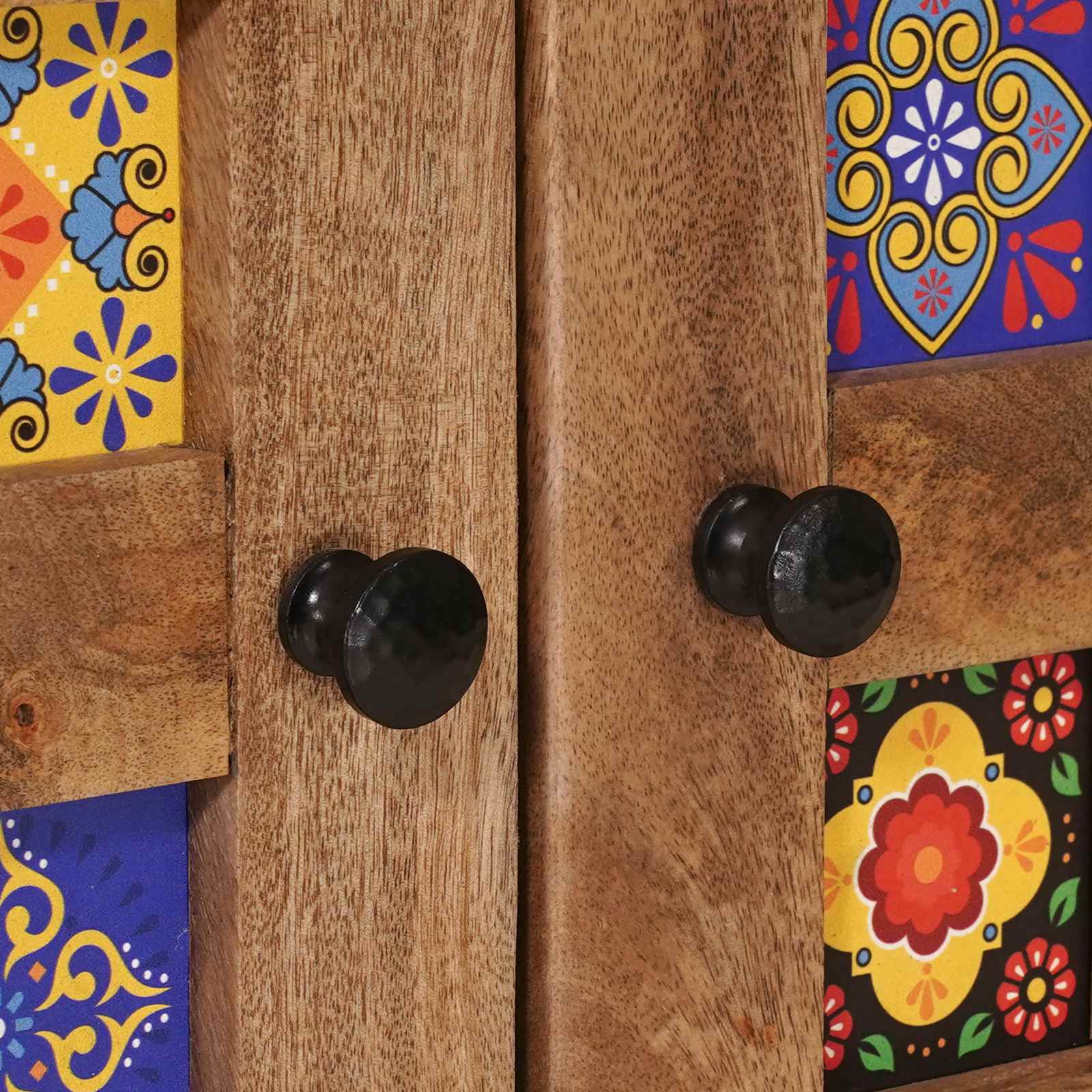 Highboard mit Tür Natur 60 x 33,5 x 100 cm Massivholz Mango