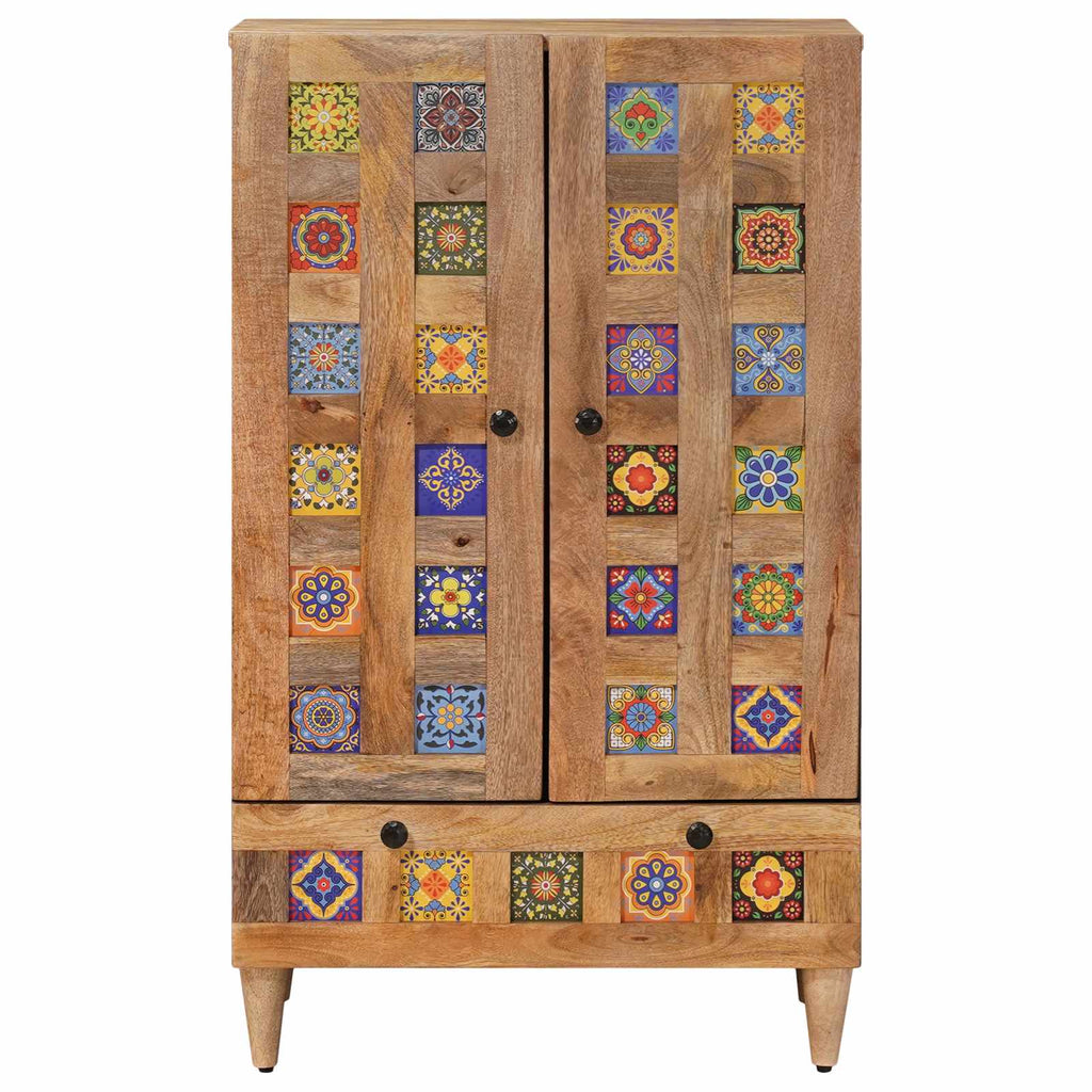 Highboard mit Tür Natur 60 x 33,5 x 100 cm Massivholz Mango