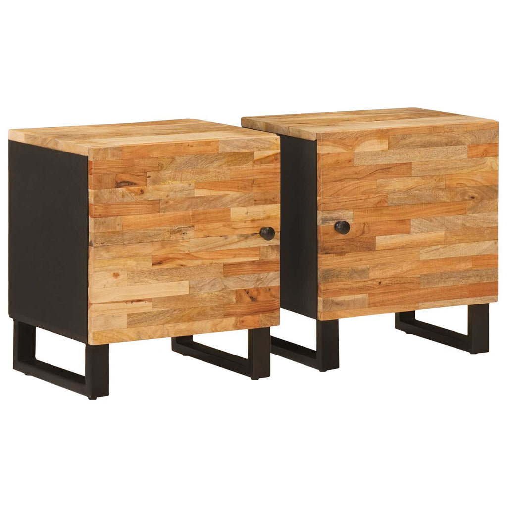 Nachttisch 2 pcs Braun 40 x 33 x 46 cm Massivholz Mango