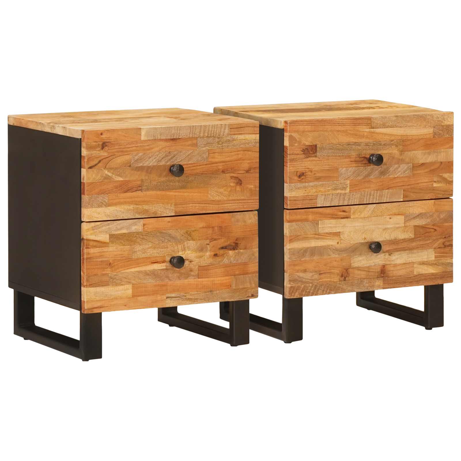 Nachttisch 2 pcs Braun 40 x 33 x 46 cm Massivholz Mango