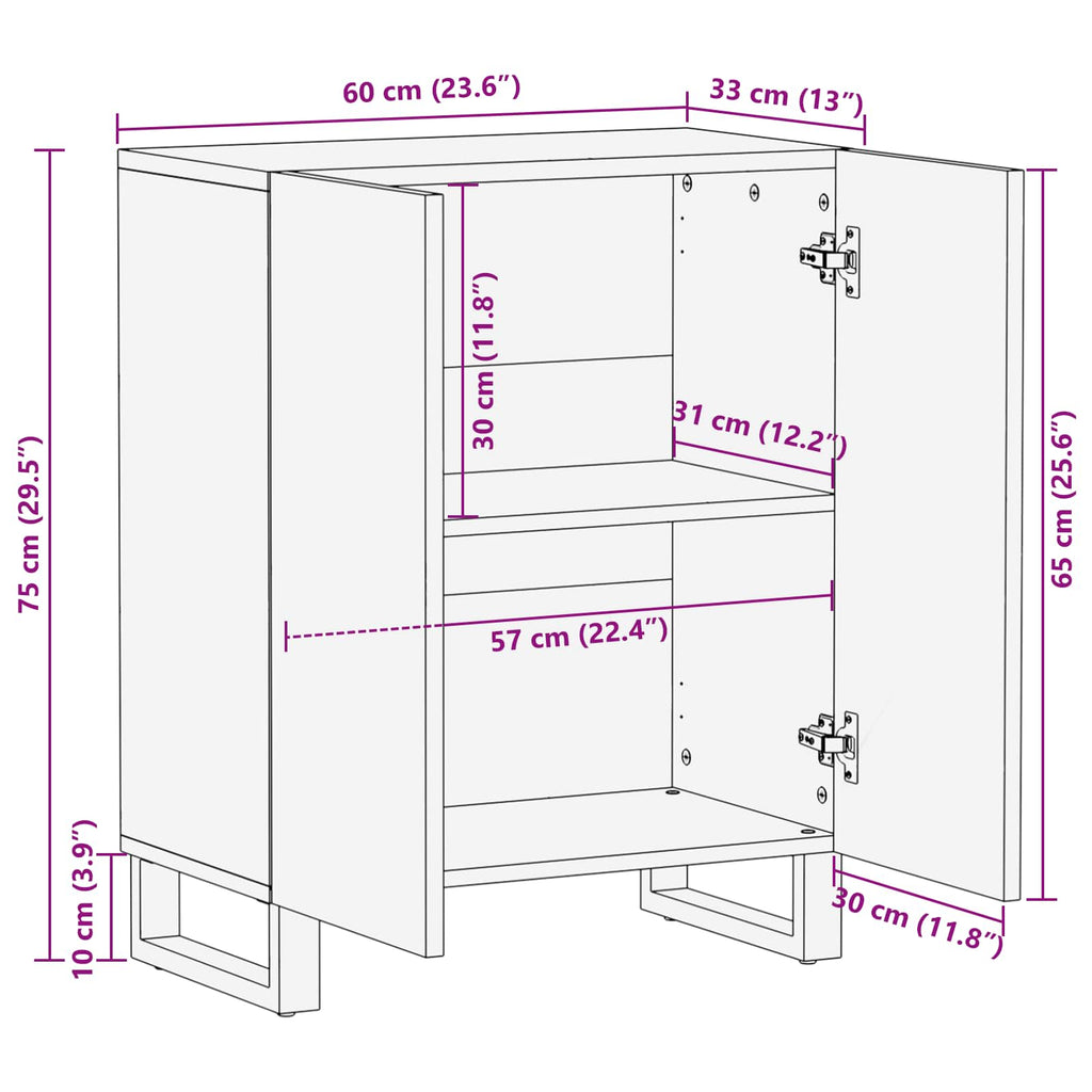 Aufbewahrungs-Sideboard Braun 60 x 33 x 75 cm Massivholz Mango
