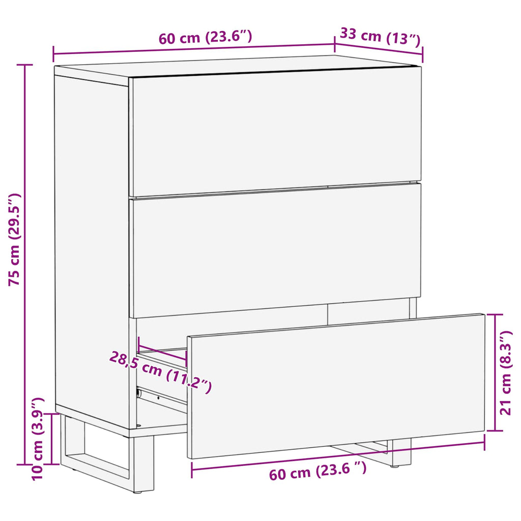 Aufbewahrungs-Sideboard Braun 60 x 33 x 75 cm Massivholz Mango