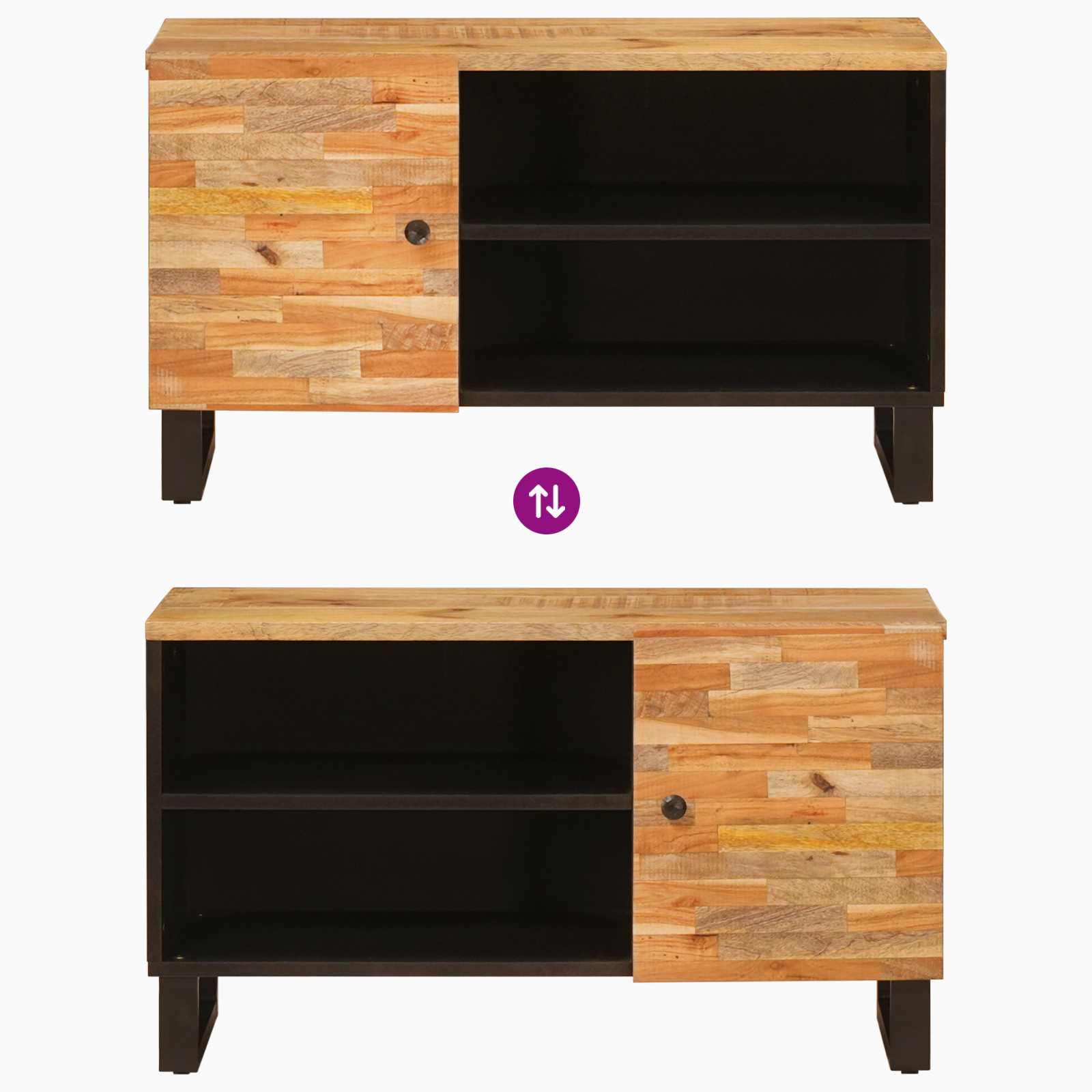 TV-Schränk mit Regal Braun 80 x 33 x 46 cm Massivholz Mango