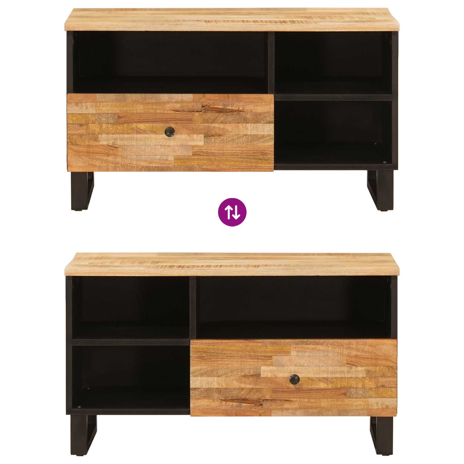 TV-Schränk mit Regal Braun 80 x 33 x 46 cm Massivholz Mango