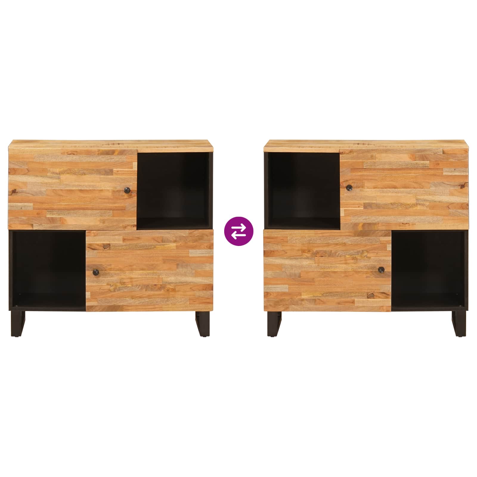 Seitenschrank Braun 80 x 33 x 75 cm Massivholz Mango