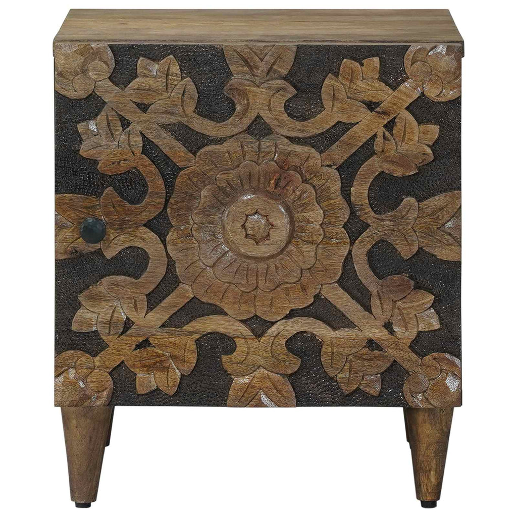 Nachttisch Braun 40 x 33,5 x 46 cm Massivholz Mango