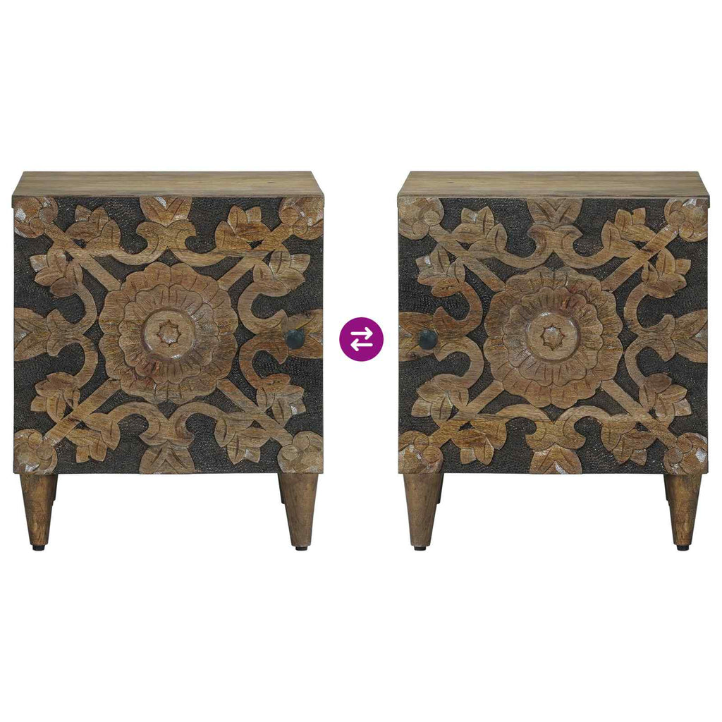 Nachttisch Braun 40 x 33,5 x 46 cm Massivholz Mango