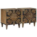 Nachttisch 2 pcs Braun 40 x 33,5 x 46 cm Massivholz Mango