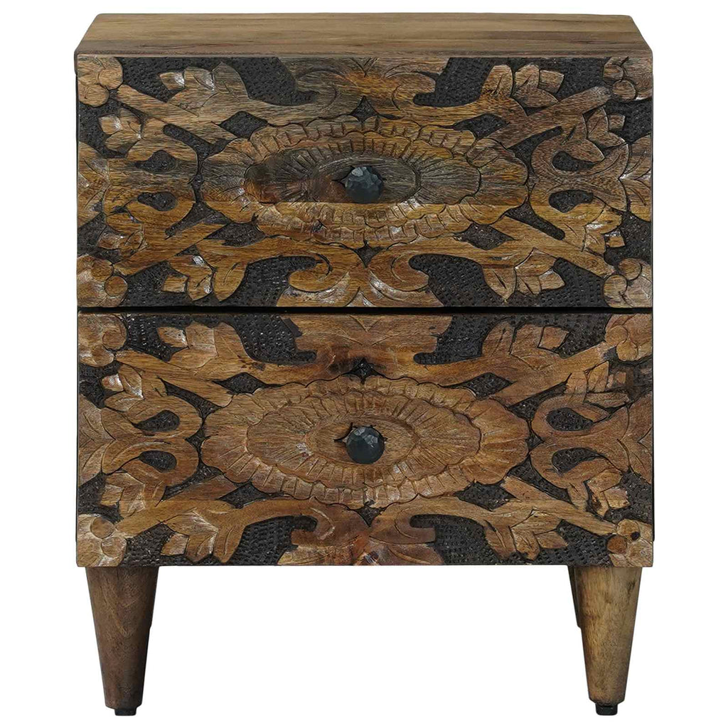 Nachttisch Braun 40 x 33,5 x 46 cm Massivholz Mango