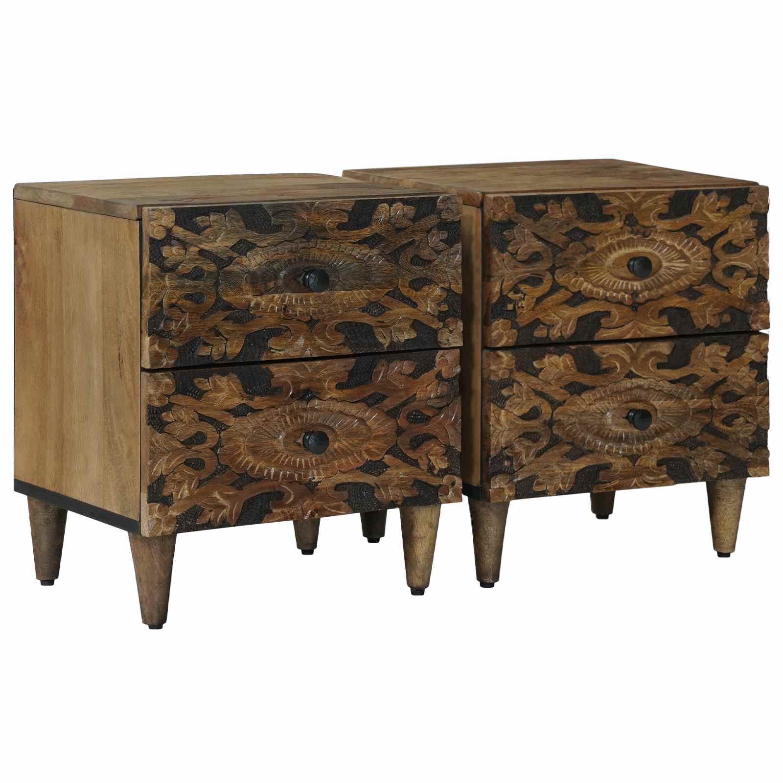 Nachttisch 2 pcs Braun 40 x 33,5 x 46 cm Massivholz Mango