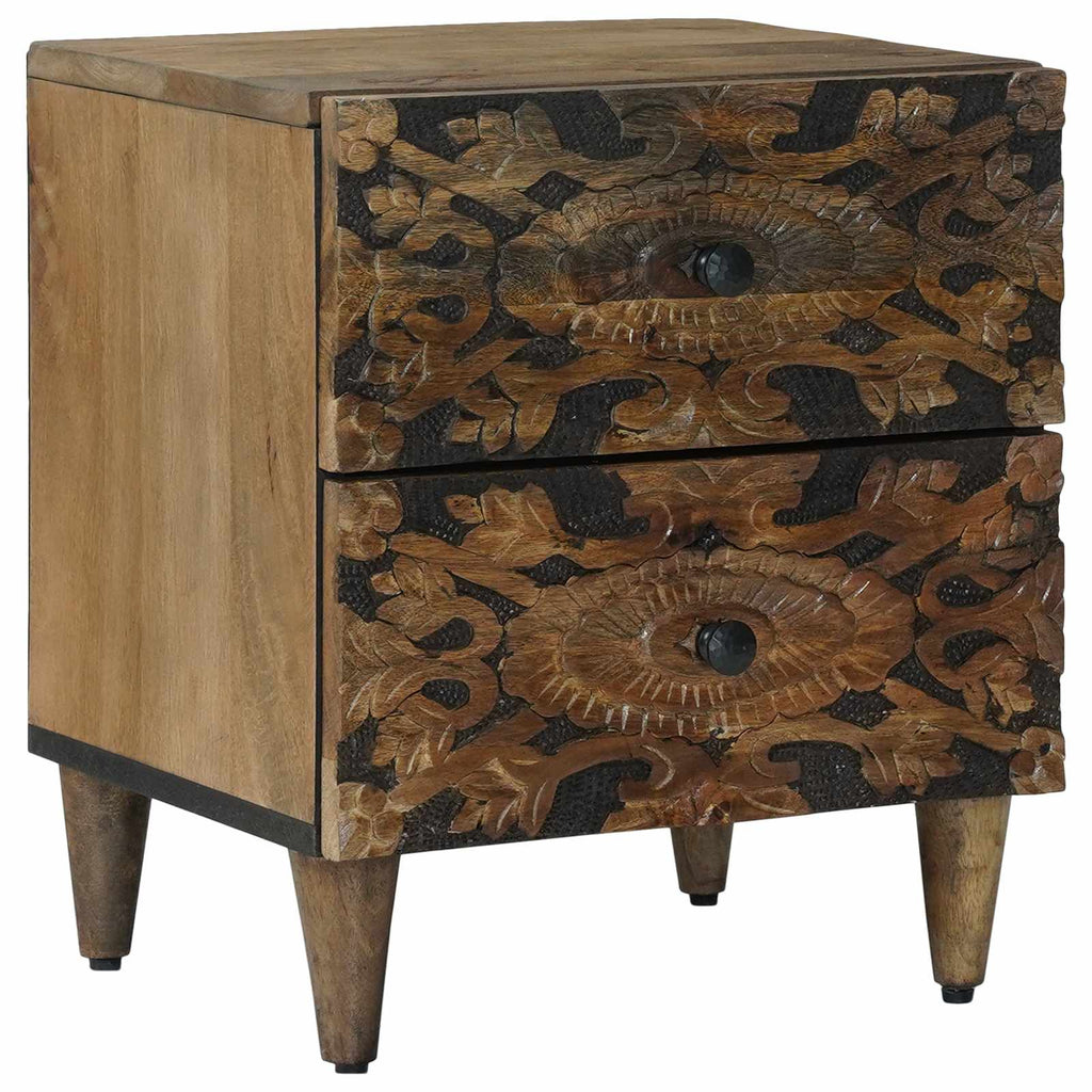 Nachttisch 2 pcs Braun 40 x 33,5 x 46 cm Massivholz Mango