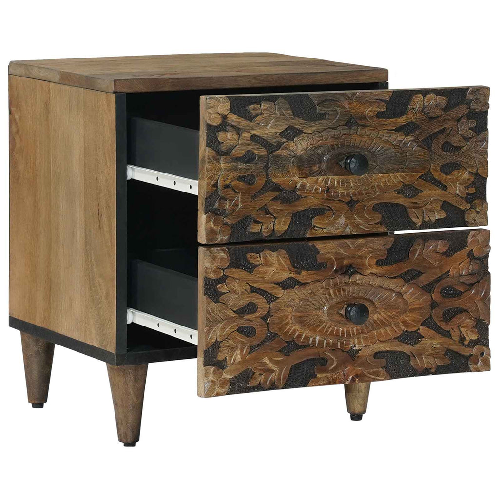 Nachttisch 2 pcs Braun 40 x 33,5 x 46 cm Massivholz Mango