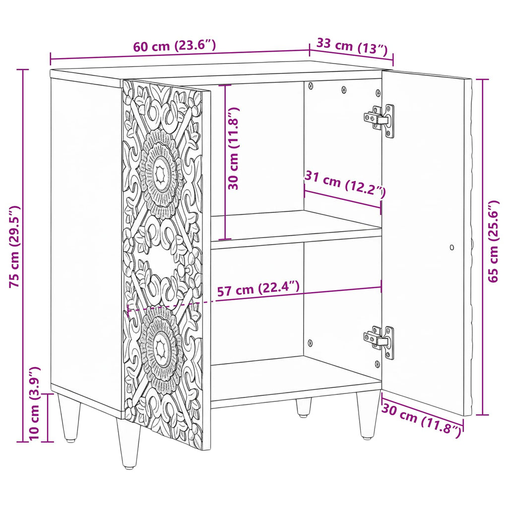 Aufbewahrungs-Sideboard Braun 60 x 33,5 x 75 cm