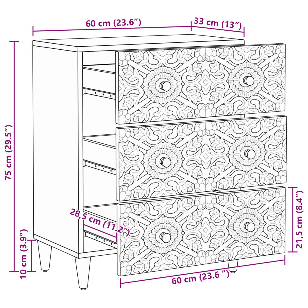 Aufbewahrungs-Sideboard Braun 60 x 33,5 x 75 cm