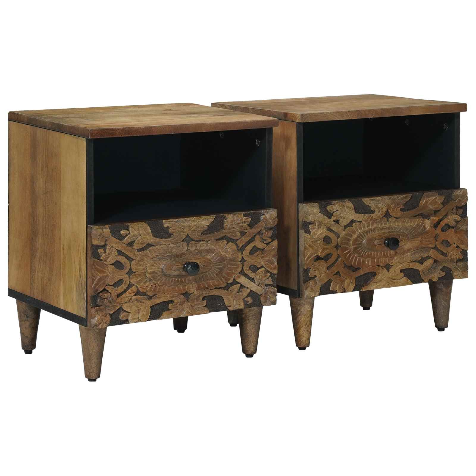 Bettkasten 2 pcs Braun 40 x 33 x 46 cm Massivholz Mango