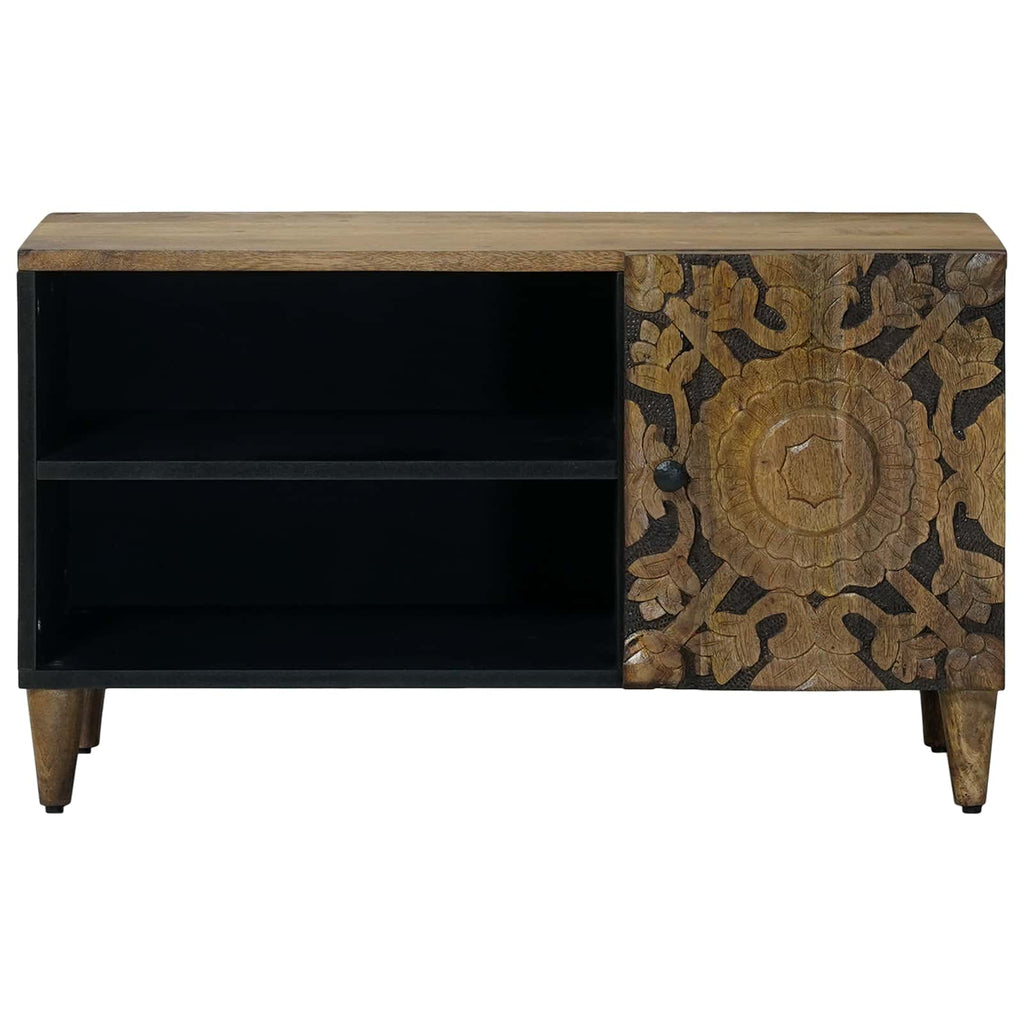 TV-Schränk mit Regal Braun 80 x 31,5 x 46 cm Massivholz Mango
